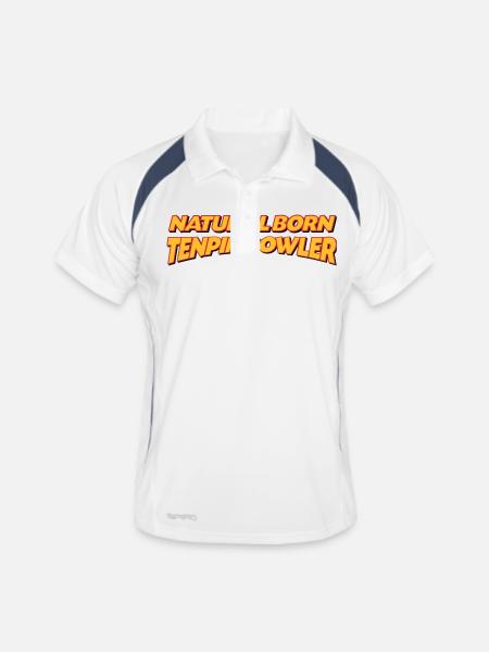 Natural born tenpin bowler 3col - Men's Polo breathable - white/navy - Front