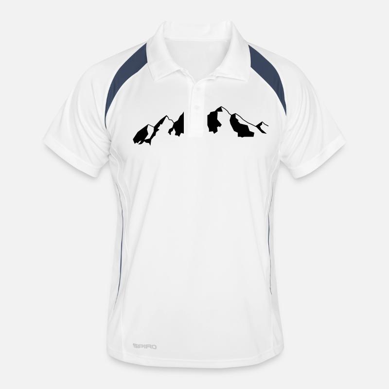Berge - Männer Polo atmungsaktiv - Weiß/Navy
