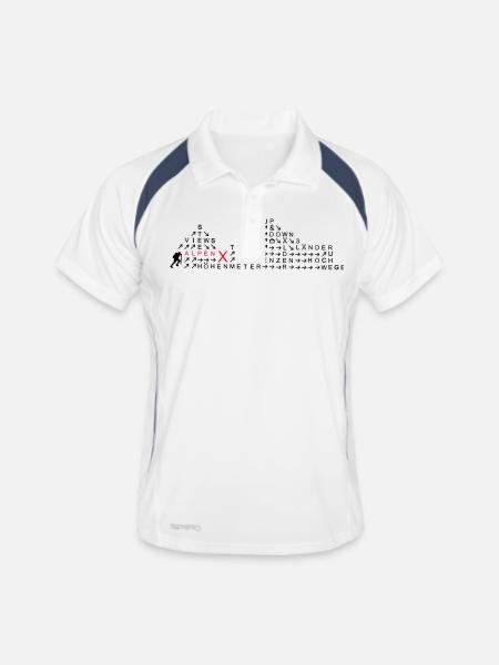 AlpenX_wandern - Männer Polo atmungsaktiv - Weiß/Navy - Vorne