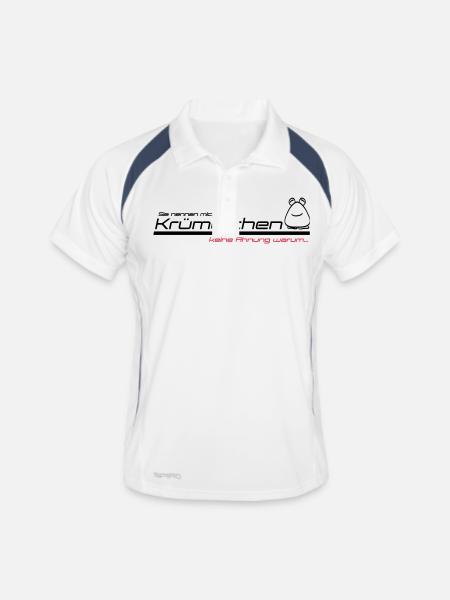krümelchen - Männer Polo atmungsaktiv - Weiß/Navy - Vorne