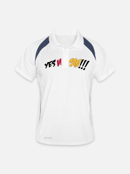 Fußball EM - Männer Polo atmungsaktiv - Weiß/Navy - Vorne