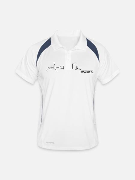 Skyline Hamburg - Männer Polo atmungsaktiv - Weiß/Navy