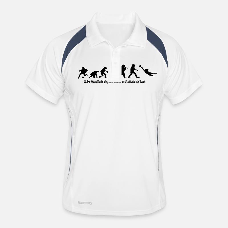 handball_evolution_mit_spruch - Männer Polo atmungsaktiv - Weiß/Navy