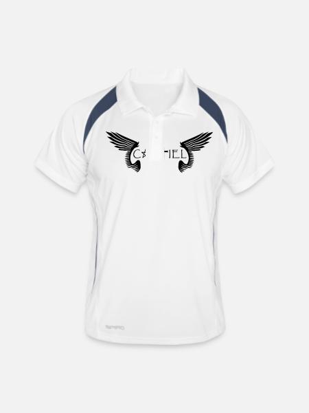 Castiel - Männer Polo atmungsaktiv - Weiß/Navy - Vorne