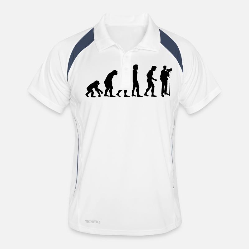 fotograf_evolution - Männer Polo atmungsaktiv - Weiß/Navy