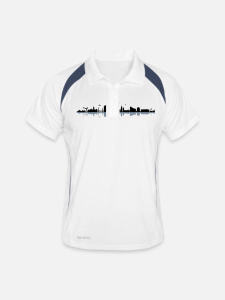 Skyline - Hamburg - Männer Polo atmungsaktiv - Weiß/Navy - Vorne
