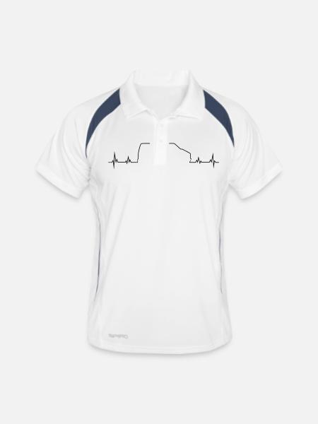 Bus Herzschlag - Männer Polo atmungsaktiv - Weiß/Navy - Vorne