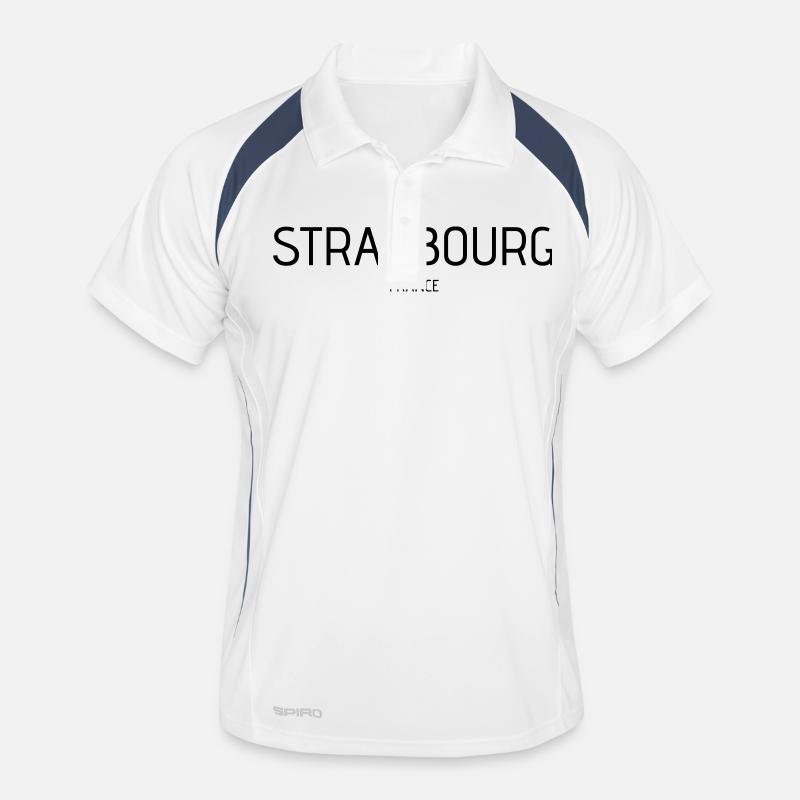 Strasburgo - Polo traspirante per uomo - bianco/navy