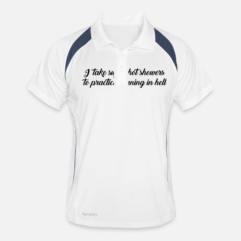 hot showers text Men's Polo breathable