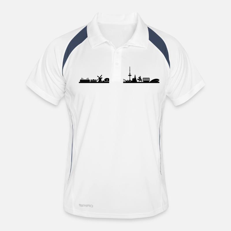 Skyline - Bremen - Männer Polo atmungsaktiv - Weiß/Navy