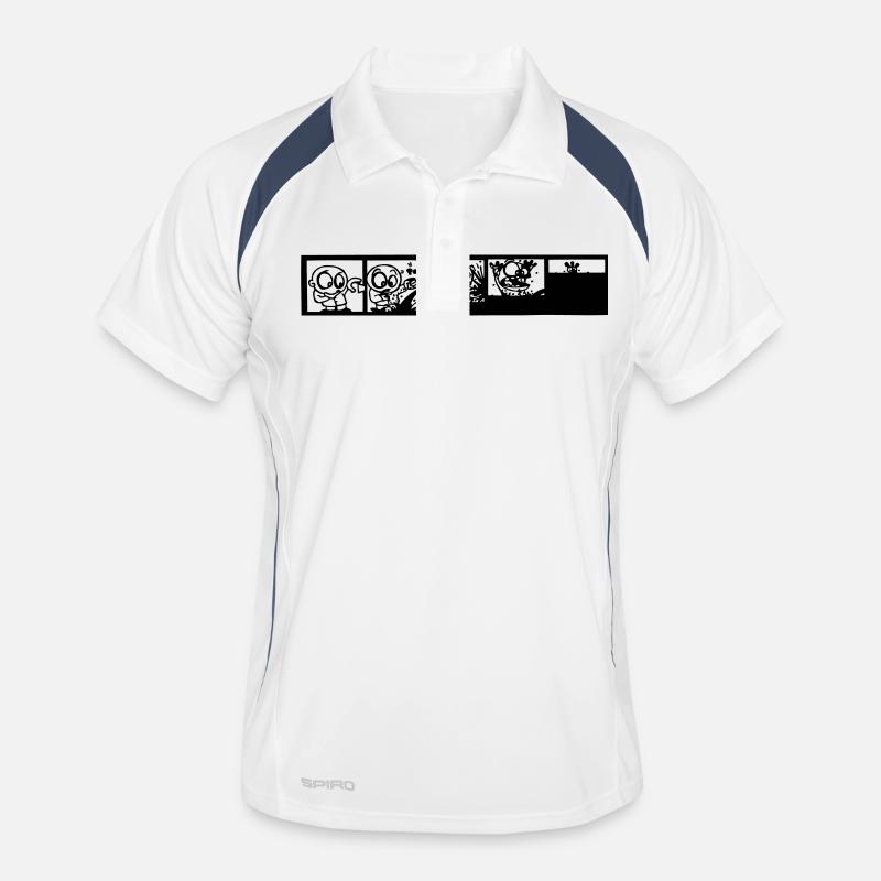 lustig comics strip - Männer Polo atmungsaktiv - Weiß/Navy