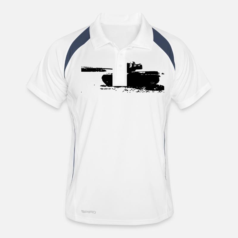 Panzer - Männer Polo atmungsaktiv - Weiß/Navy