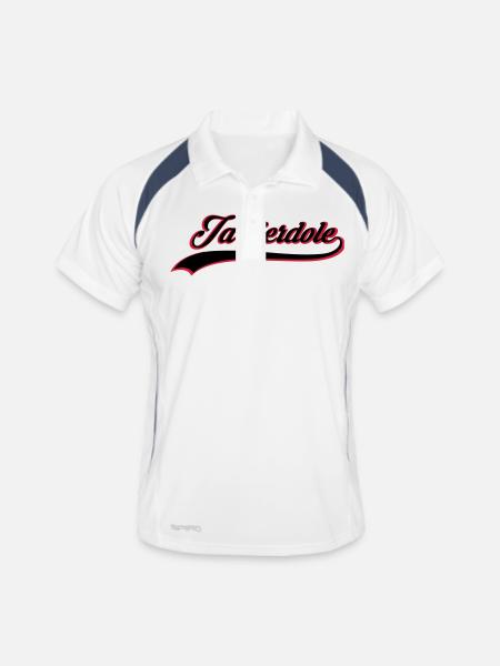 Ja pierdole - Männer Polo atmungsaktiv - Weiß/Navy - Vorne