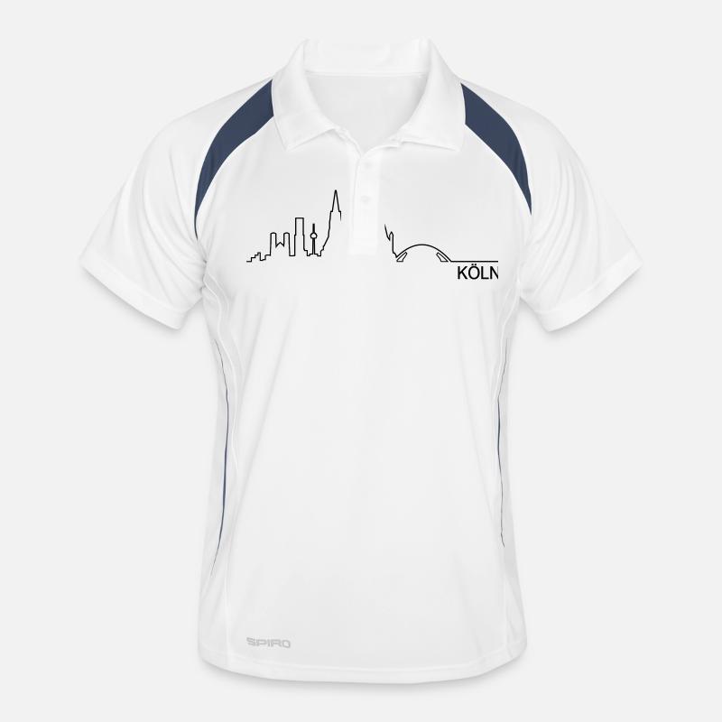 Skyline Köln Linie - Männer Polo atmungsaktiv - Weiß/Navy