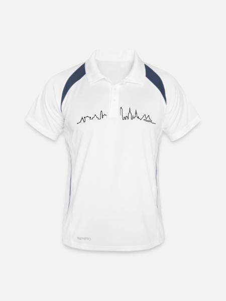 Skyline München Linie - Männer Polo atmungsaktiv - Weiß/Navy - Vorne