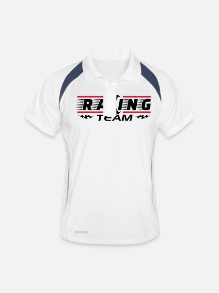 Racing Team - Männer Polo atmungsaktiv - Weiß/Navy - Vorne
