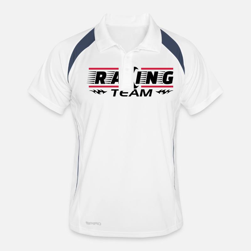 Racing Team - Männer Polo atmungsaktiv - Weiß/Navy