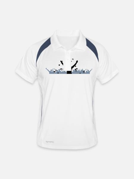 Menschen - Konzert Festival - Männer Polo atmungsaktiv - Weiß/Navy - Vorne