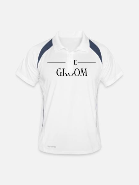 The Groom - Männer Polo atmungsaktiv - Weiß/Navy - Vorne