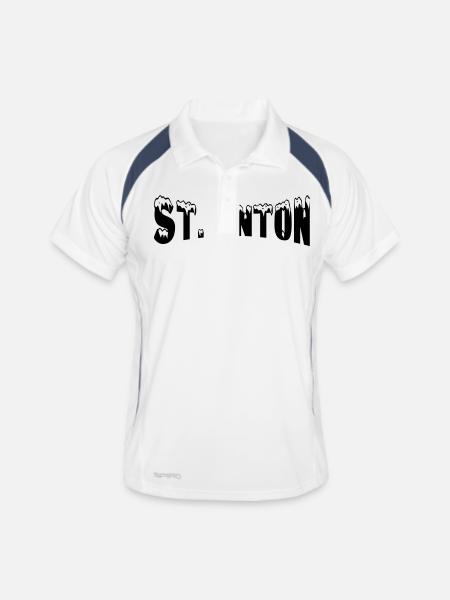 St Anton ski resort (snow) - Men's Polo breathable - white/navy - Front