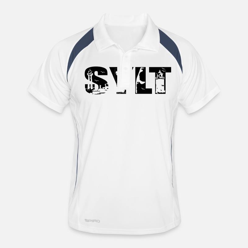 Sylt Skyline - Männer Polo atmungsaktiv - Weiß/Navy