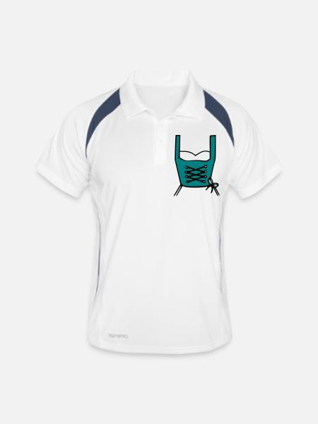 Dirndl - Männer Polo atmungsaktiv - Weiß/Navy - Vorne