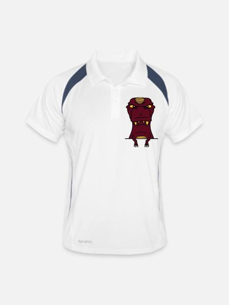 wand text feld schreiben fleischfresser böse monst - Männer Polo atmungsaktiv - Weiß/Navy - Vorne