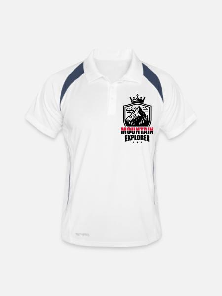Apprendre les montagnes - Polo respirant Homme - blanc/marine - Devant