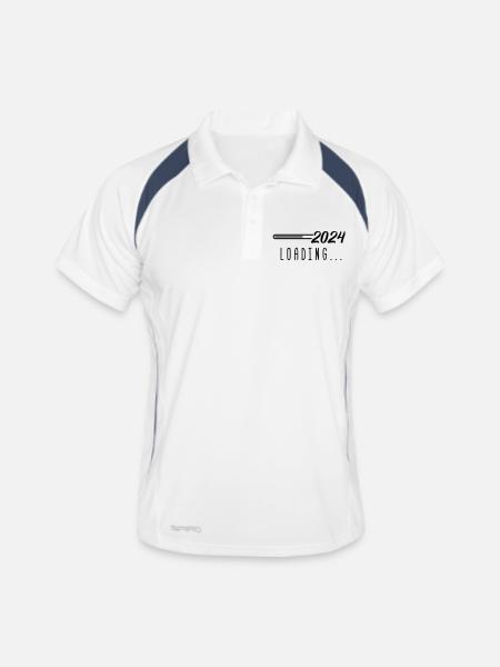 2024 loading - Männer Polo atmungsaktiv - Weiß/Navy - Vorne