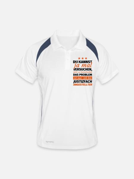Justizfachangestellter Geschenk - Männer Polo atmungsaktiv - Weiß/Navy - Vorne