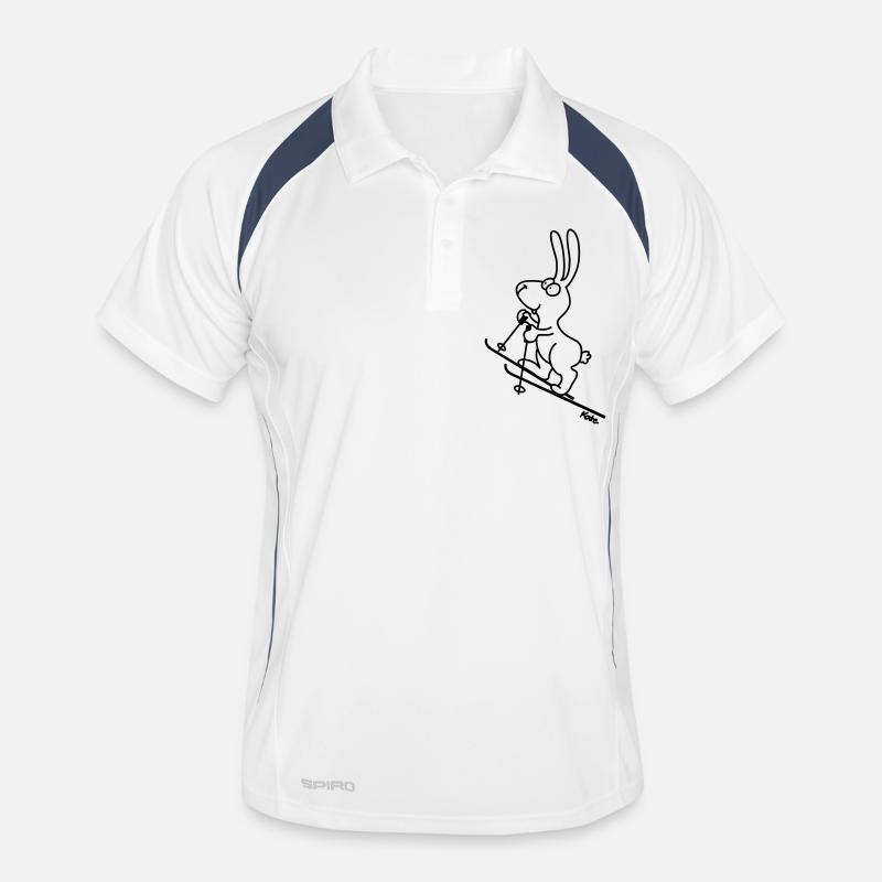 Skitour Hase - Männer Polo atmungsaktiv - Weiß/Navy
