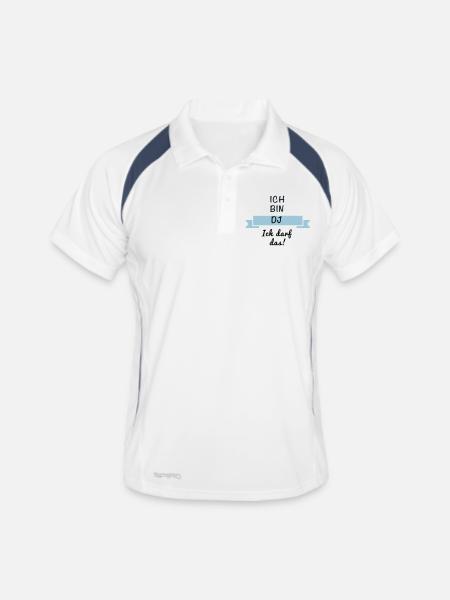 DJ Discjockey - Männer Polo atmungsaktiv - Weiß/Navy - Vorne