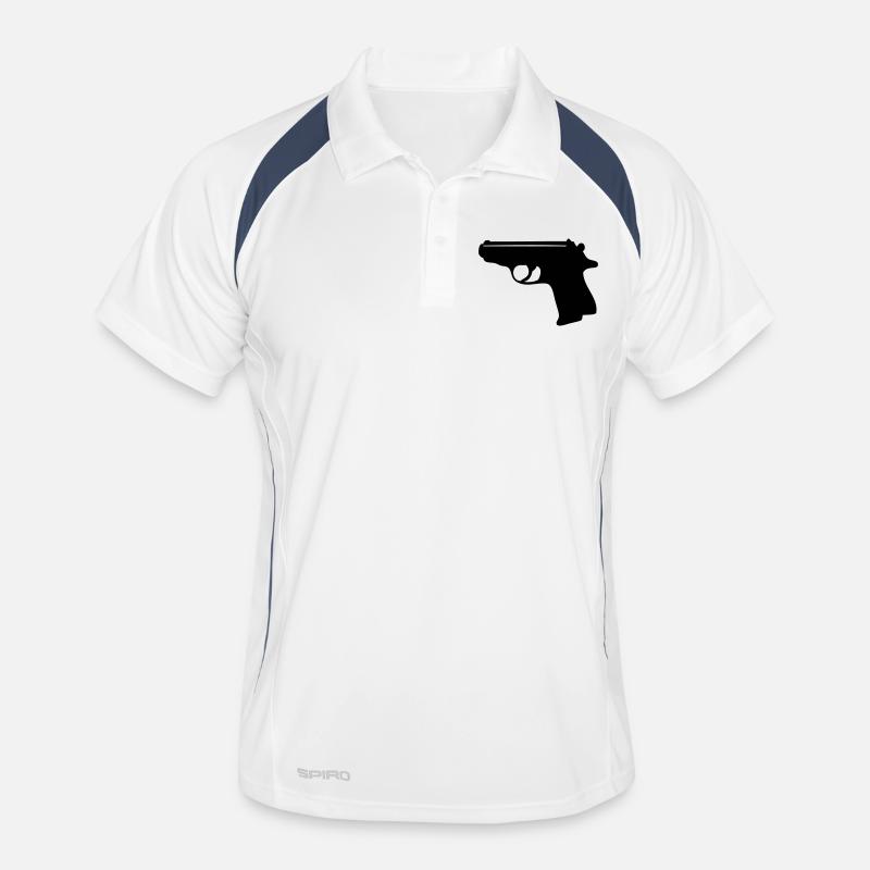 007 (einfarbig) - Männer Polo atmungsaktiv - Weiß/Navy