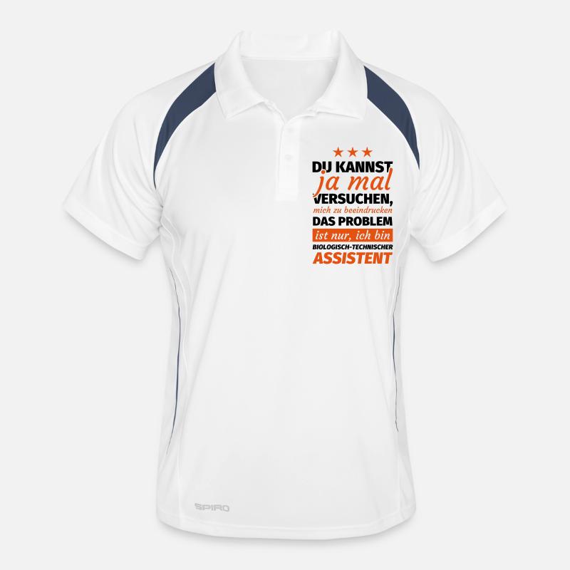 Biologisch-technischer Assistent - Männer Polo atmungsaktiv - Weiß/Navy