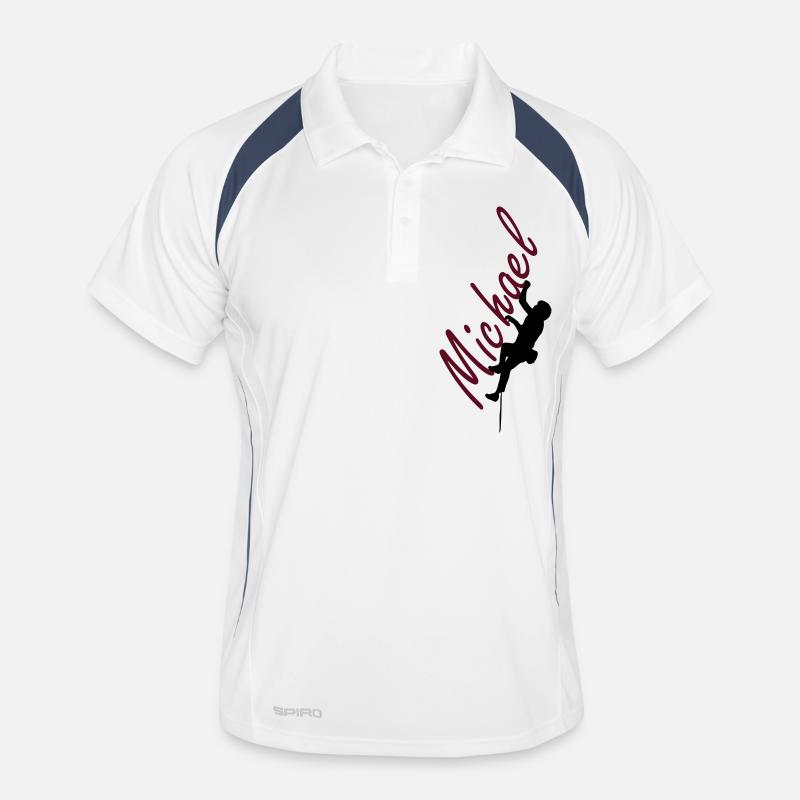 Klettern - Michael - Männer Polo atmungsaktiv - Weiß/Navy