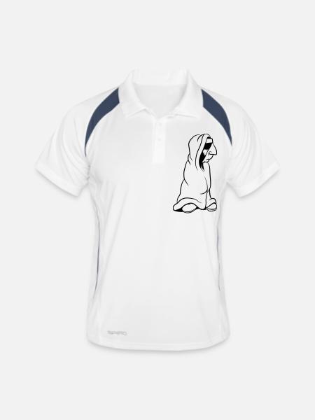 Indien ennuyé dans une couverture d’emballage drôle - Polo respirant Homme - blanc/marine - Devant