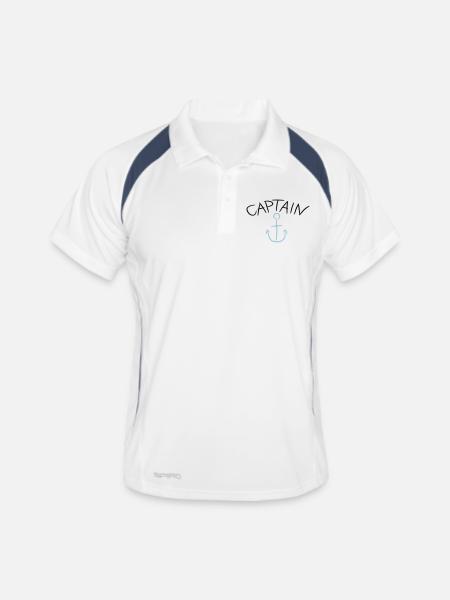 Captain Anchor Comic Logo - Männer Polo atmungsaktiv - Weiß/Navy - Vorne