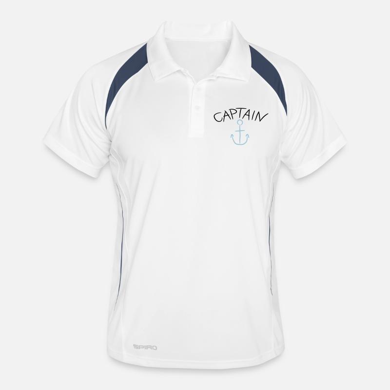 Capitaine ancre Comic Logo - Polo respirant Homme - blanc/marine