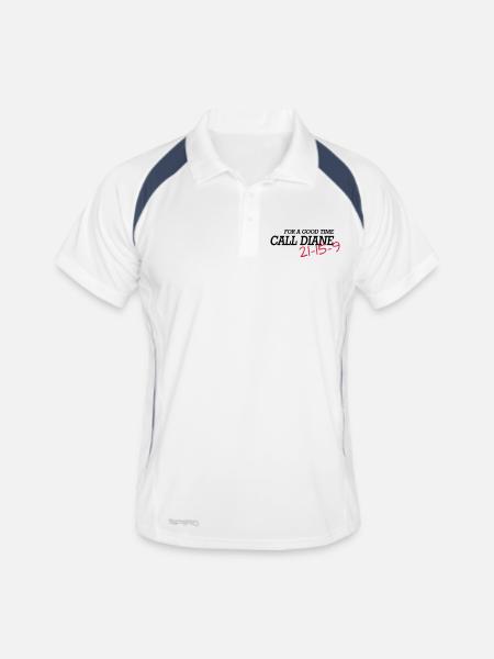 For a good time, call DIANE: - Männer Polo atmungsaktiv - Weiß/Navy - Vorne