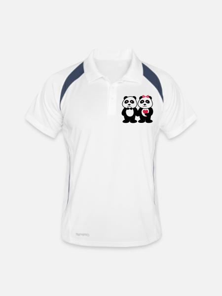 COUPLES PANDA - Polo respirant Homme - blanc/marine
