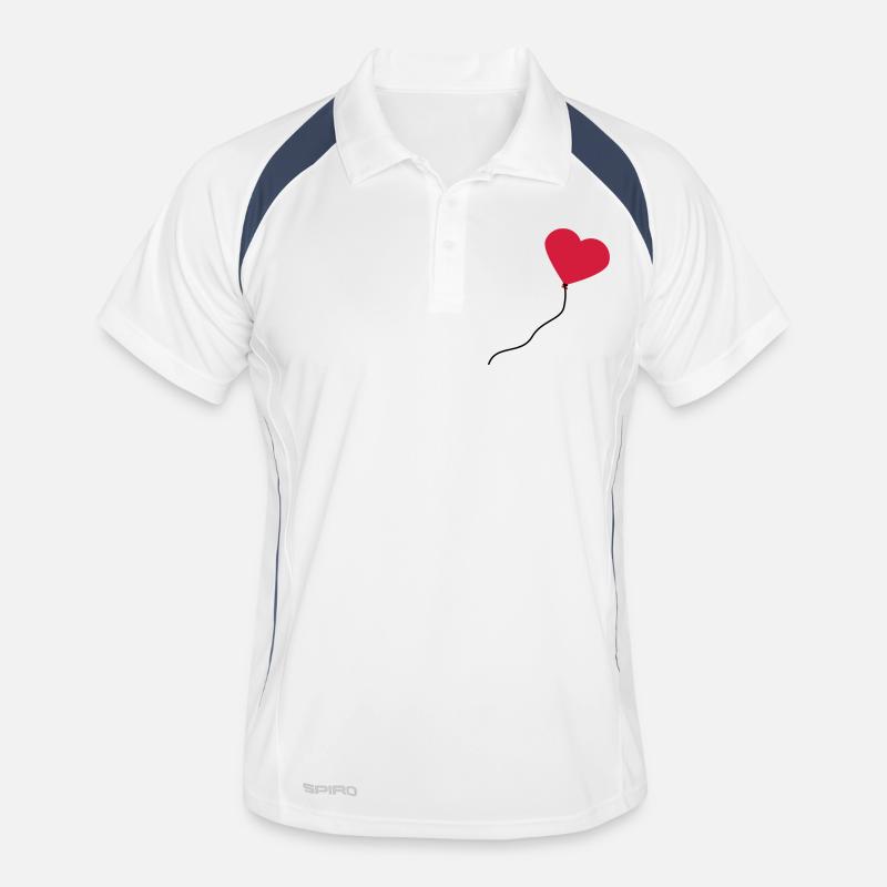 herzluftballon_2c - Männer Polo atmungsaktiv - Weiß/Navy