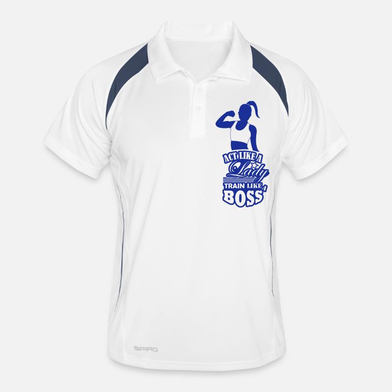 Lady train like a 002 - Männer Polo atmungsaktiv - Weiß/Navy