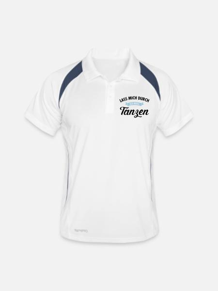 Lass Mich Durch Ich Muss Tanzen - Männer Polo atmungsaktiv - Weiß/Navy - Vorne