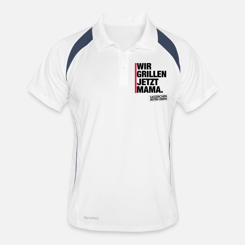 Grillen jetzt Mama. - Männer Polo atmungsaktiv - Weiß/Navy