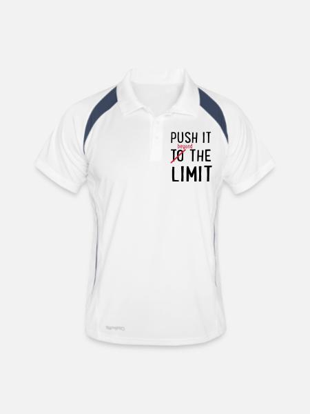 Push it to the Limit - Männer Polo atmungsaktiv - Weiß/Navy - Vorne