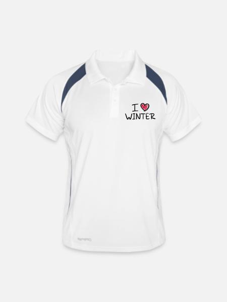 i_love_winter__f2 - Männer Polo atmungsaktiv - Weiß/Navy - Vorne