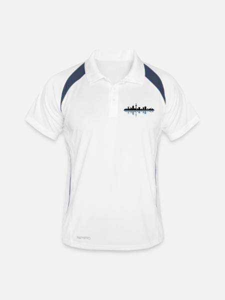 Skyline Essen - Männer Polo atmungsaktiv - Weiß/Navy - Vorne