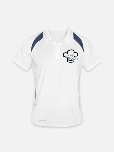 Chefkoch Kochmütze Koch kochen - Männer Polo atmungsaktiv - Weiß/Navy - Vorne