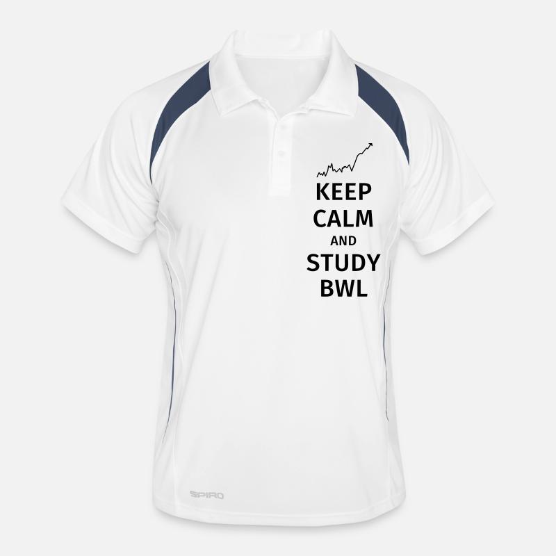 keep calm and study bwl - Männer Polo atmungsaktiv - Weiß/Navy