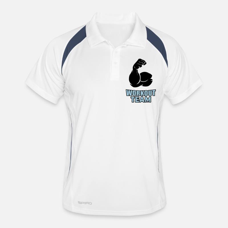 workout team 02 - Männer Polo atmungsaktiv - Weiß/Navy